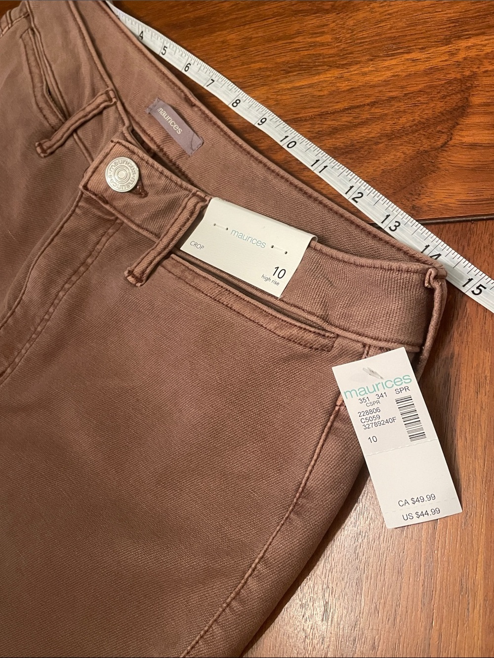 Maurices Women's High-Rise Cropped Wide Leg in Light Brown M91 - Picture 3 of 9